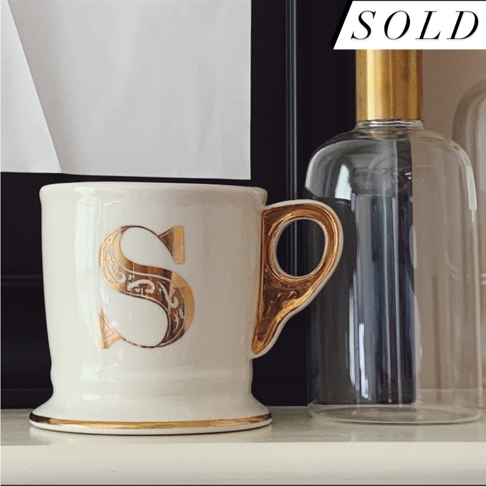 Anthropologie Gold Monogram ‘S’ Mug